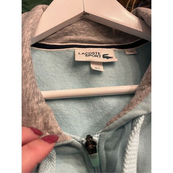 Lacoste Sport Fleece Light Blue Zip Up Hoodie sz 5 or L NWOT - Picture 15 of 15